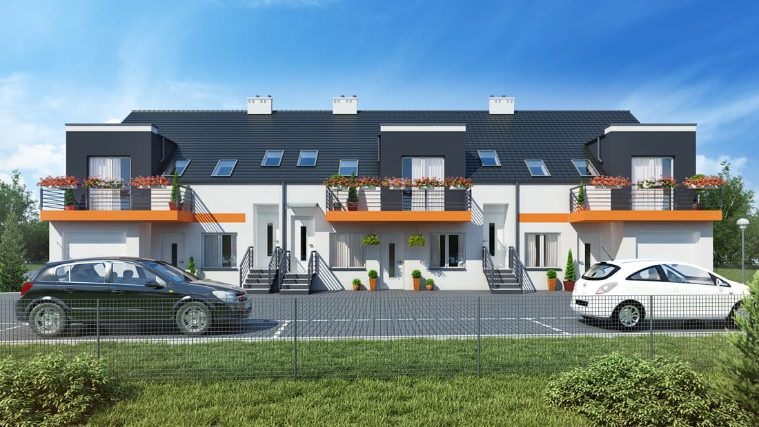 Zabudowa szeregowa Zacharzyce - widok ogólny